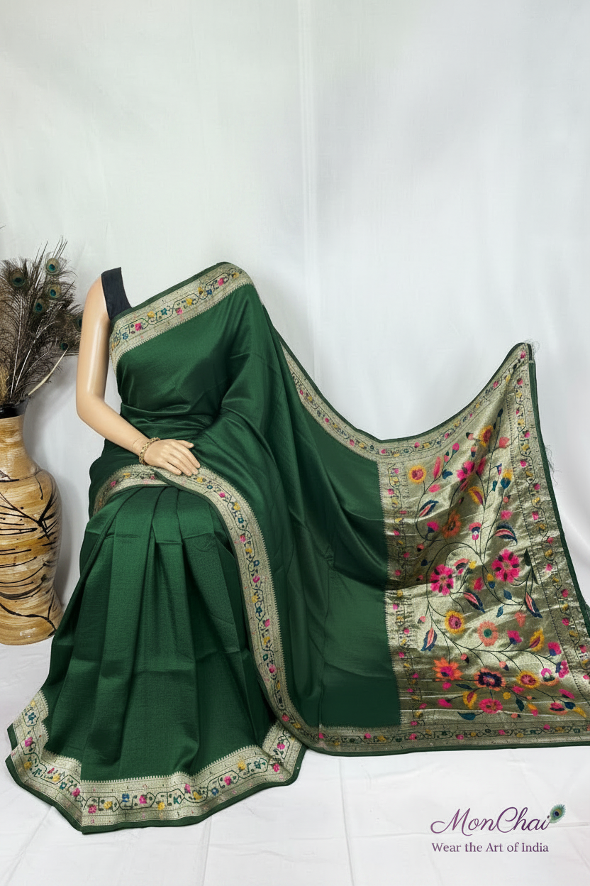 Dola Silk Saree | Plain Dying with Rich Heavy Pallu