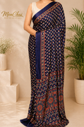 Mirror Magic — Pure Modal Silk Ajrakh Hand Block Print Saree