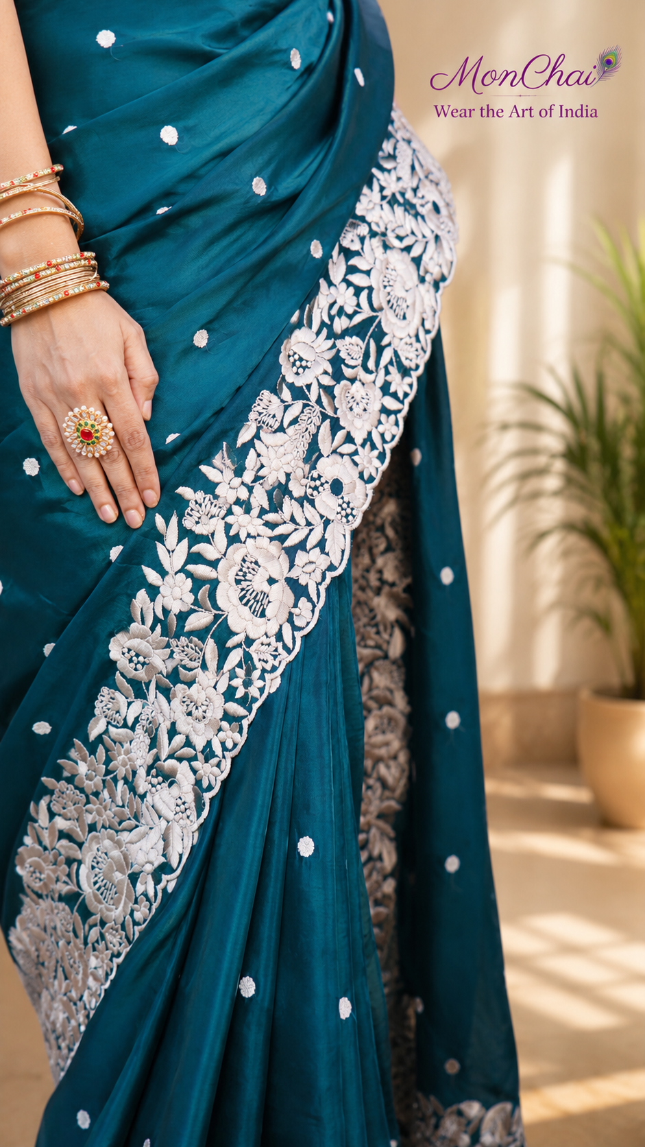 Parsi Gara Embroidered Pure Crepe Silk Saree