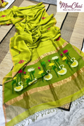 Swan Paithani Jamdani Pure Tissue Linen Saree | Jayasree Linen