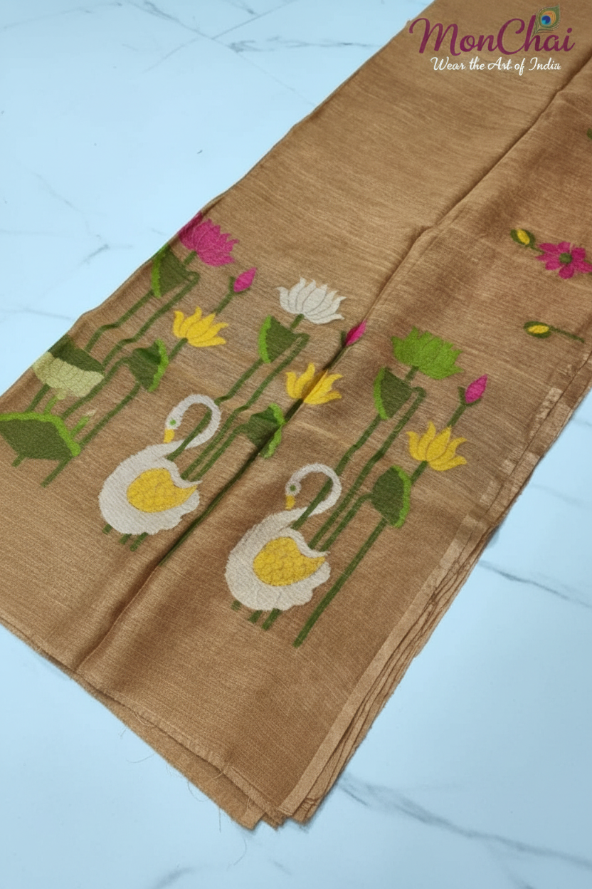 Swan Paithani Jamdani Pure Tissue Linen Saree | Jayasree Linen