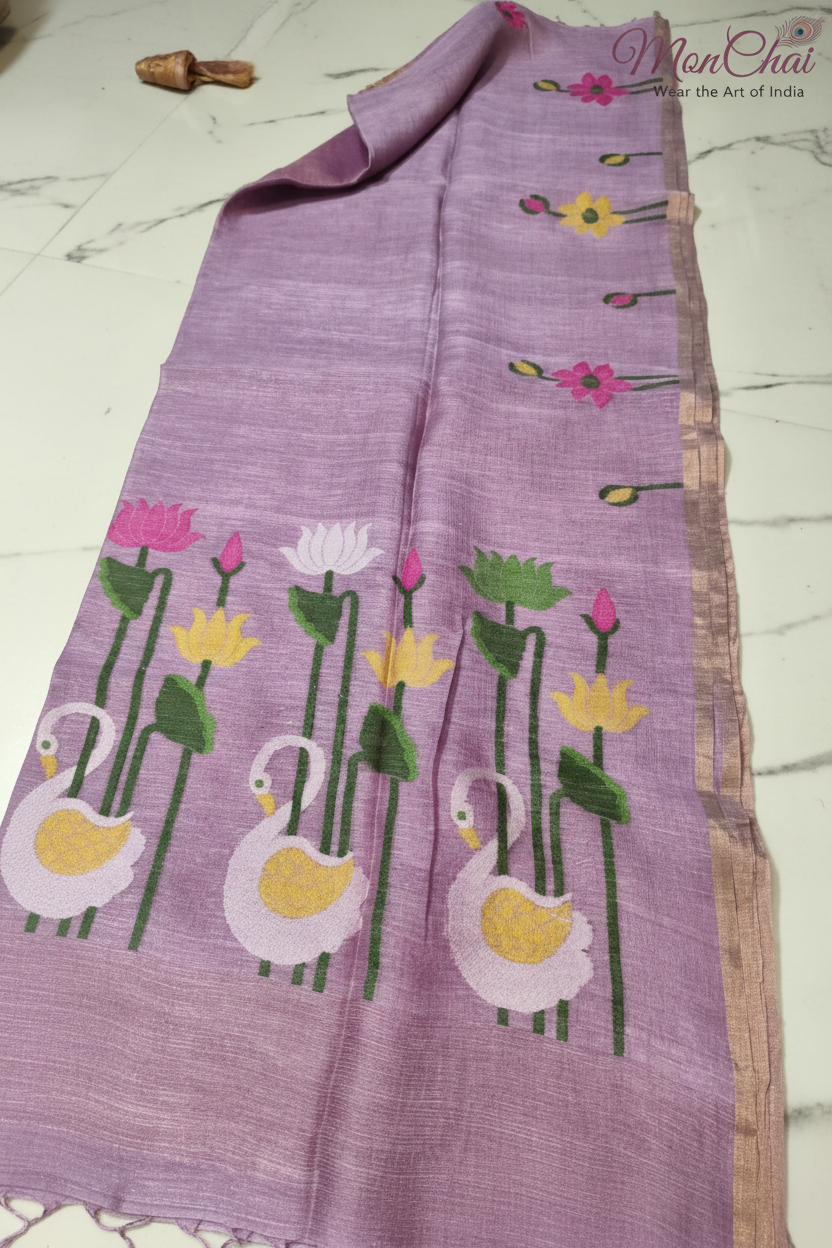 Swan Paithani Jamdani Pure Tissue Linen Saree | Jayasree Linen