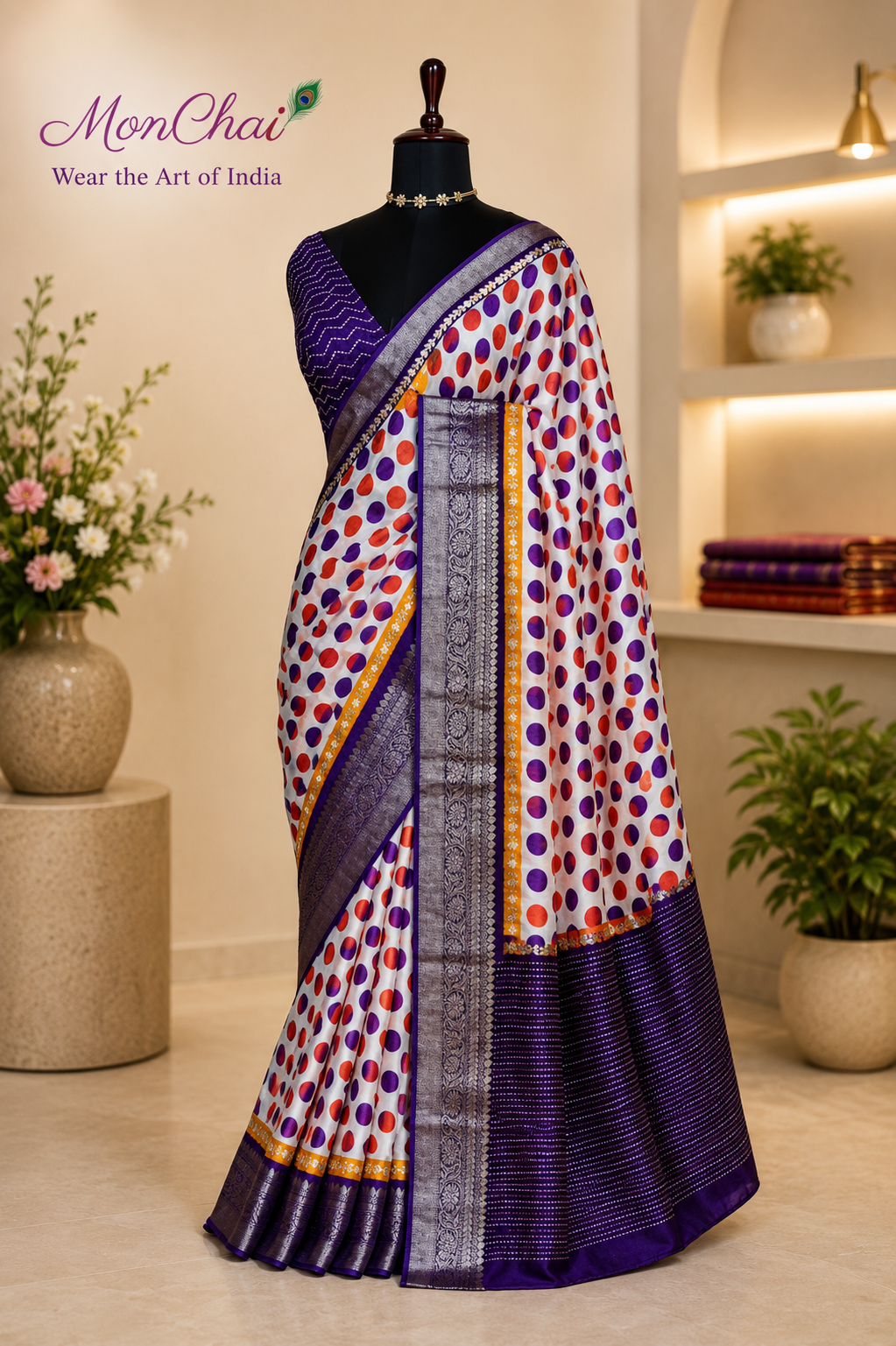 HS5165 Pure Munga Crepe Silk Saree with Kantha Work Pallu