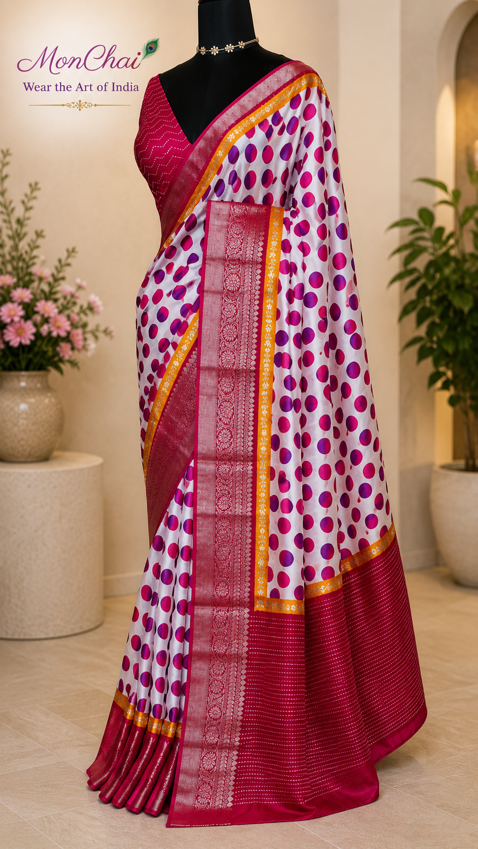 HS5165 Pure Munga Crepe Silk Saree with Kantha Work Pallu