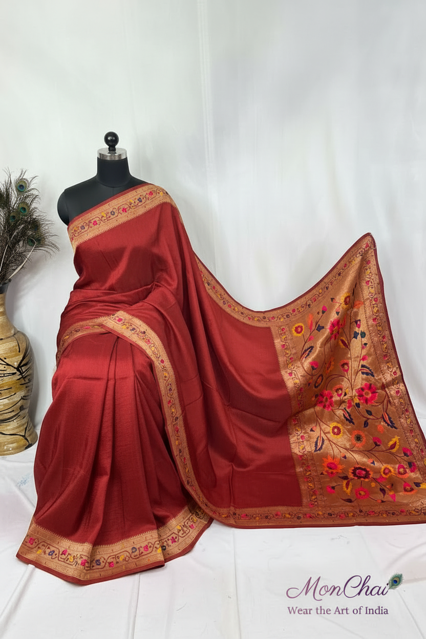 Dola Silk Saree | Plain Dying with Rich Heavy Pallu