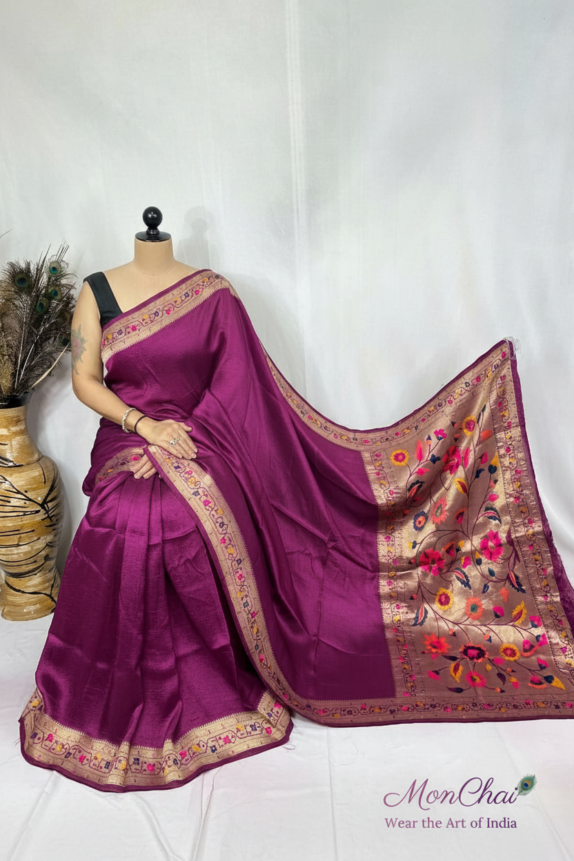 Dola Silk Saree | Plain Dying with Rich Heavy Pallu