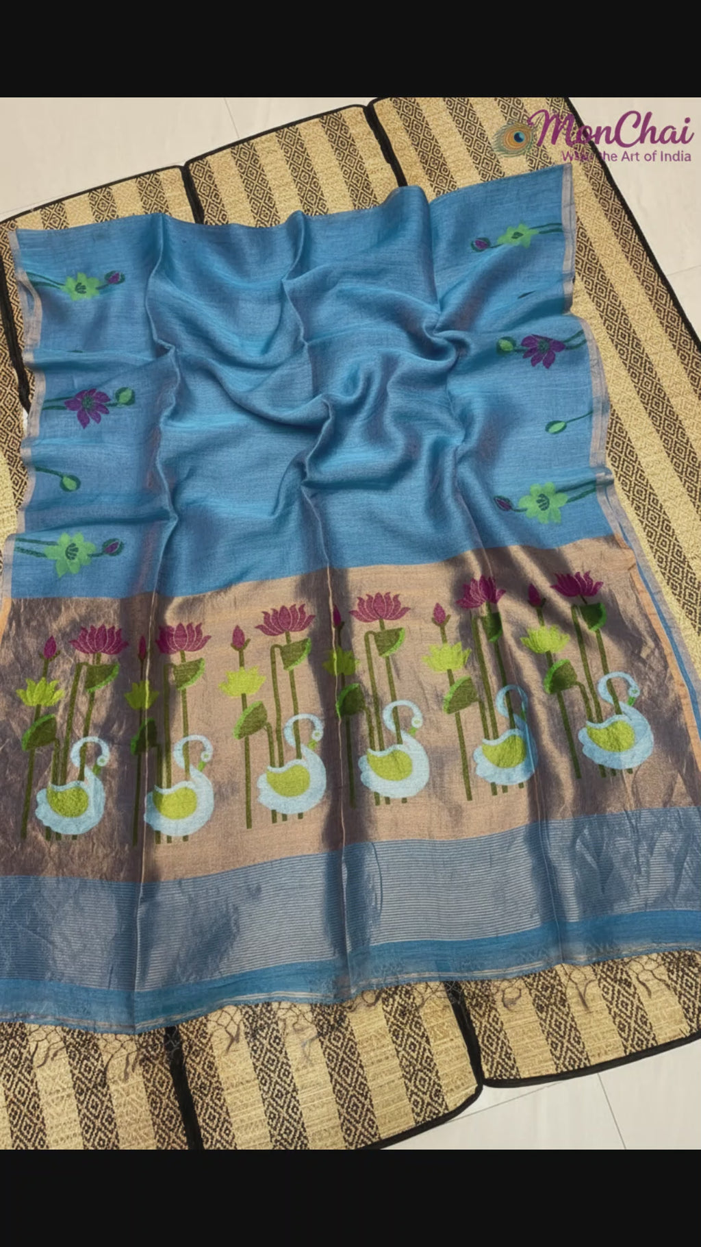 Swan Paithani Jamdani Pure Tissue Linen Saree | Jayasree Linen