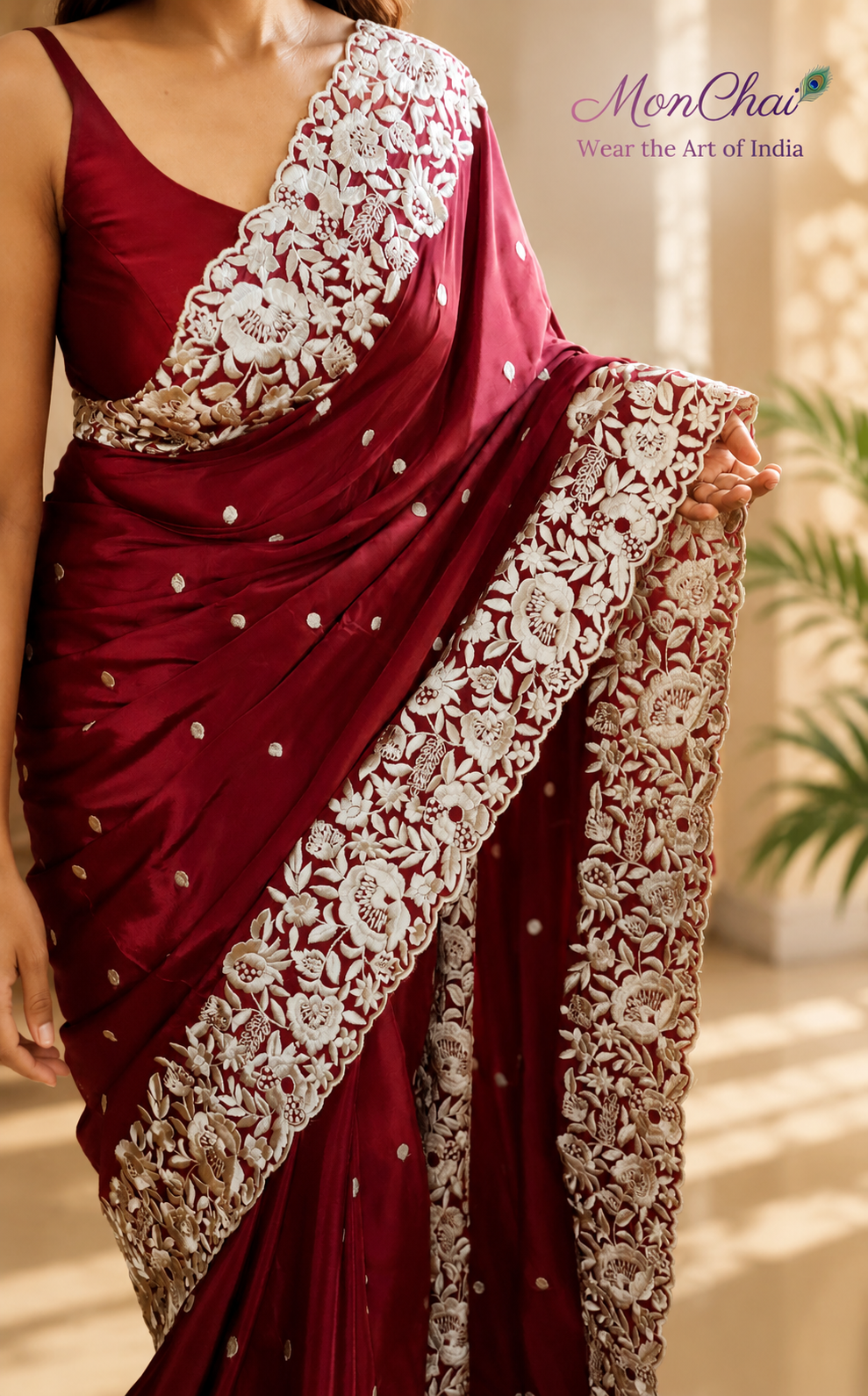 Parsi Gara Embroidered Pure Crepe Silk Saree