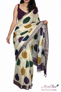 Banarasi Crape Silk Saree with Zari Lines, Kaddi Border & Contrast Chit Pallu
